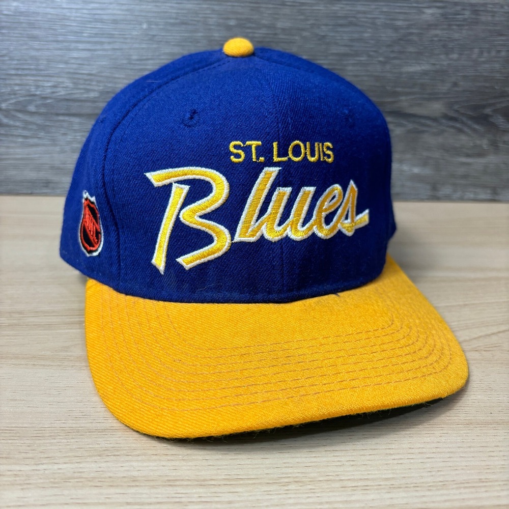 Vintage St Louis Blues Hat‎ 7 3/8 Blue Wool Sports Specialties Script Center Ice